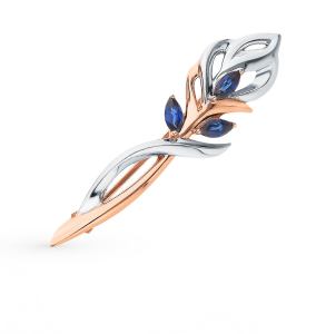 золотая брошь с сапфирами