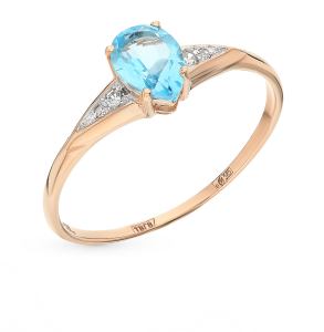 золотое кольцо с топазами и бриллиантами