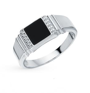 серебряное кольцо с фианитами и эмалью SOKOLOV 94011324