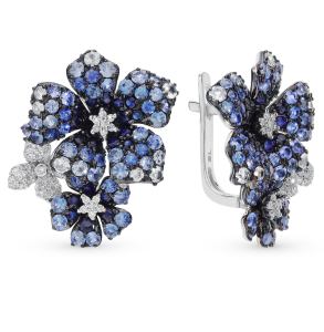 золотые серьги с сапфирами и бриллиантами