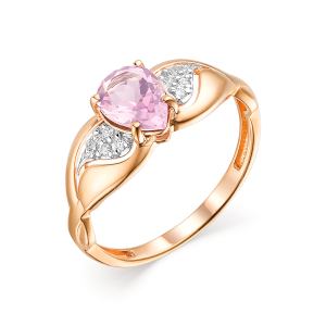 золотое кольцо с морганитами и фианитами