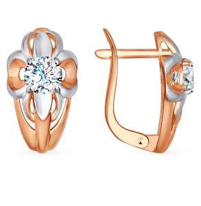 золотые серьги с фианитами SOKOLOV 027484