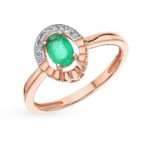 золотое кольцо с изумрудами и бриллиантами