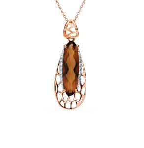 золотая подвеска с кварцем и фианитами