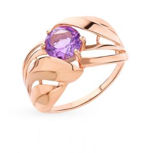 золотое кольцо с аметистом