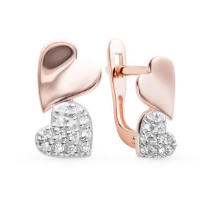 золотые серьги с фианитами