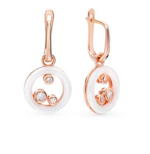 Серебряные серьги с керамикой и фианитами