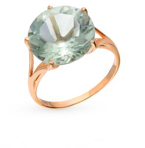 золотое кольцо с аметистом и празиолитами