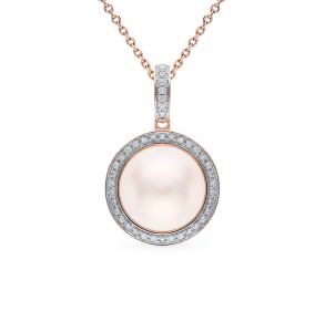 золотая подвеска с жемчугом и бриллиантами