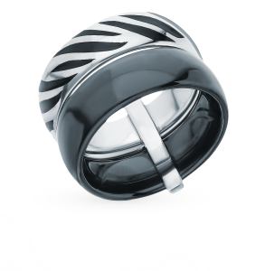 серебряное кольцо с керамикой и эмалью