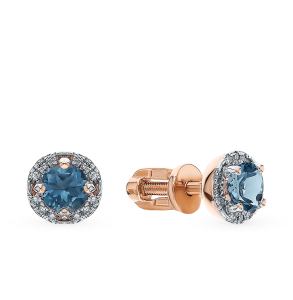 золотые серьги с топазами и бриллиантами