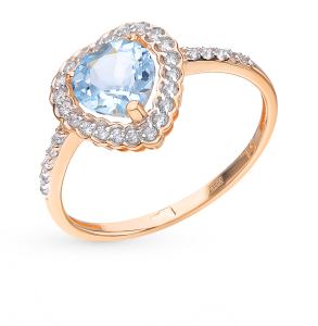 золотое кольцо с топазами и фианитами