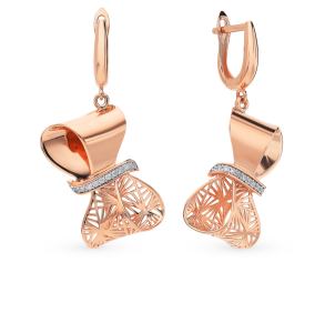 золотые серьги с фианитами