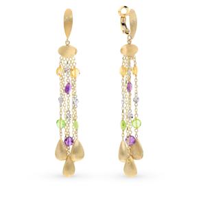 золотые серьги с хризолитом, аметистом и цитринами