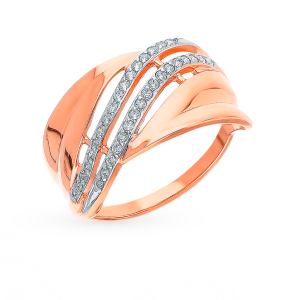 золотое кольцо с фианитами SOKOLOV 018292*