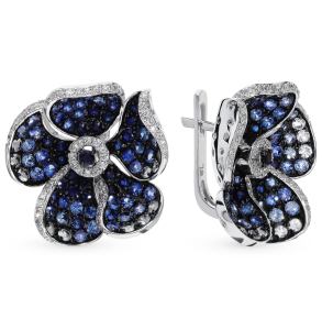 золотые серьги с сапфирами и бриллиантами