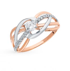 золотое кольцо с фианитами SOKOLOV 018149*