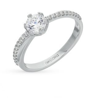 Серебряное кольцо с фианитами SOKOLOV 89010002: белое серебро, фианит — купить в интернет-магазине SUNLIGHT, фото, артикул 60483