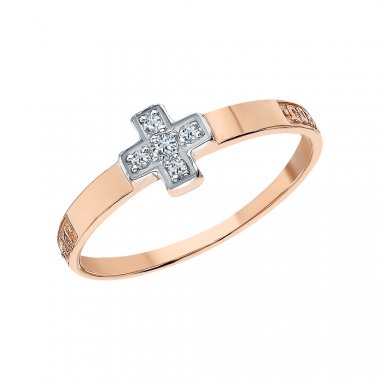 Золотое кольцо с крестом женское