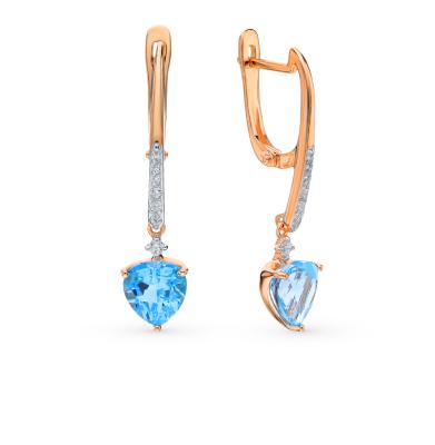 Золотые серьги с топазами и фианитами SOKOLOV 725349*