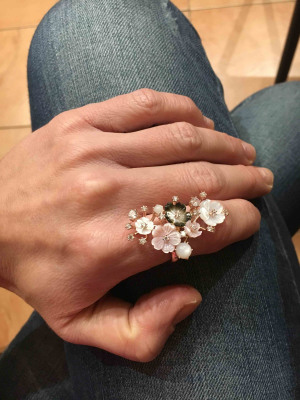 Серебряное кольцо с кошачьим глазом SUNLIGHT: розовое серебро 925 пробы ...