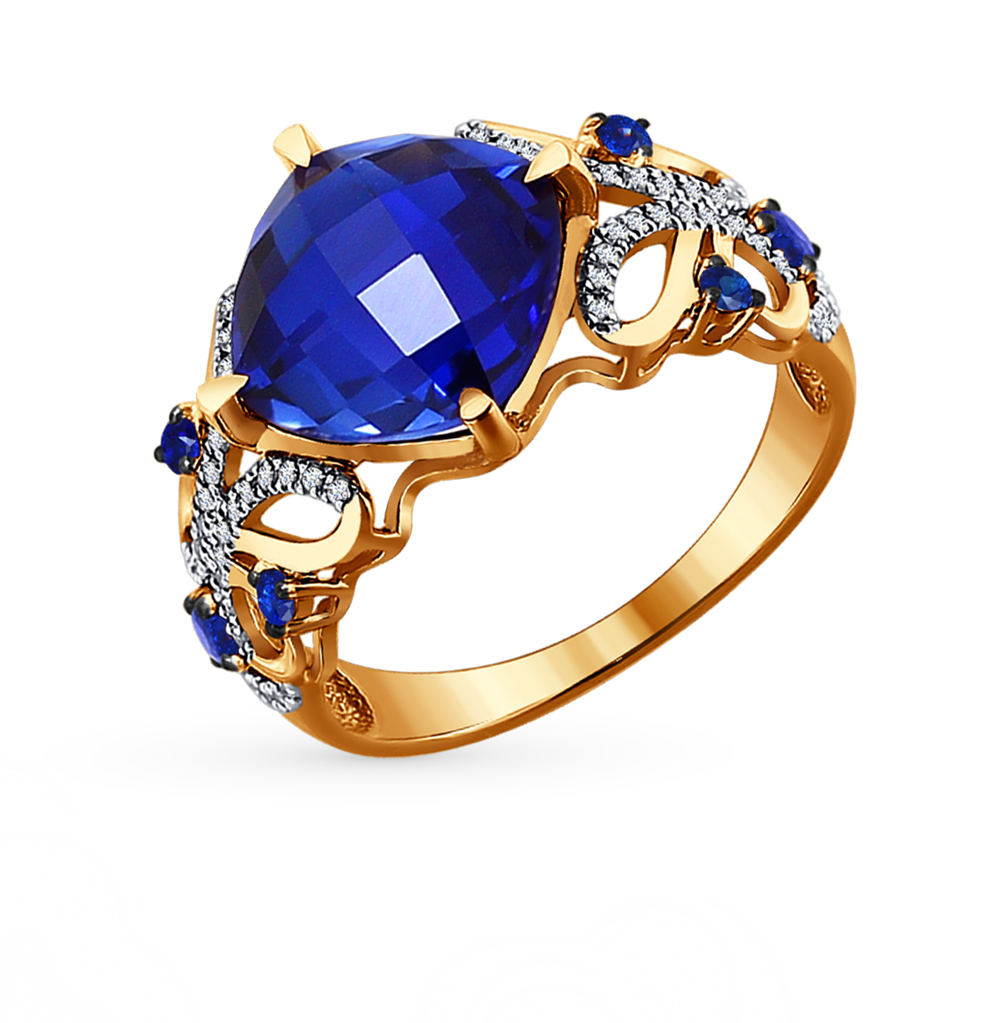 Фото «Золотое кольцо с корундом и бриллиантами SOKOLOV 6012049»