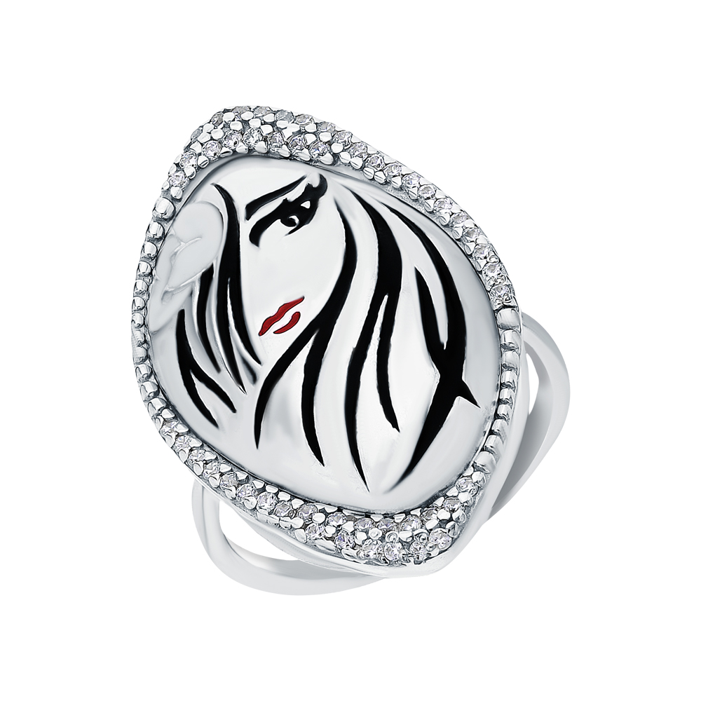 Серебряное кольцо с эмалью и кубическим цирконием в Краснодаре