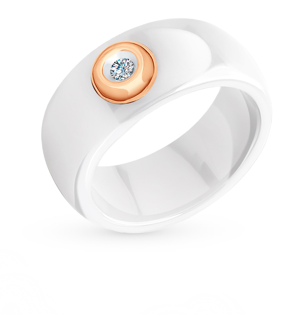 Золотое кольцо с керамикой и бриллиантами SOKOLOV 6015013 в Екатеринбурге