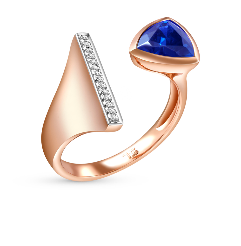 Золотое кольцо с сапфирами и бриллиантами в Самаре