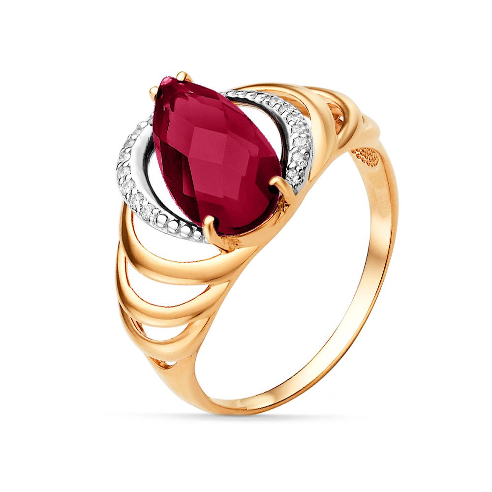Золотое кольцо с фианитами и рубинами в Санкт-Петербурге