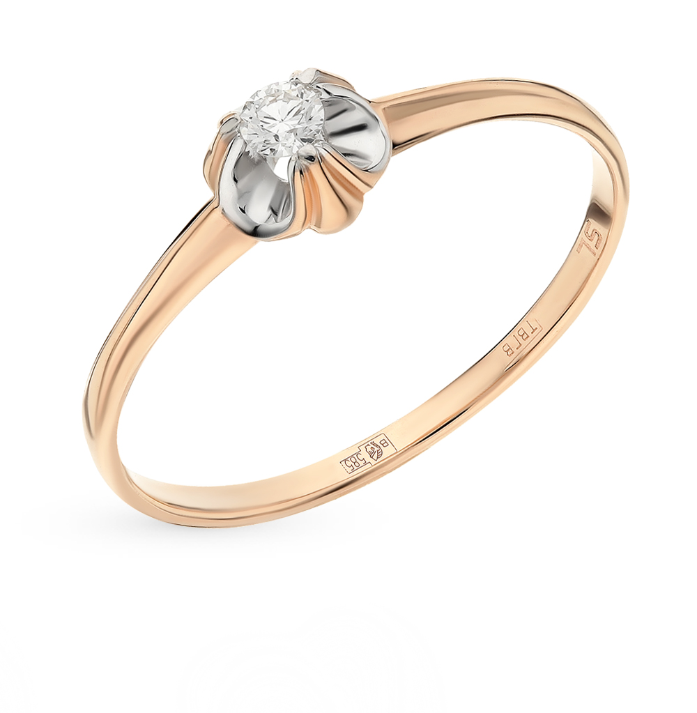 Золотое кольцо с бриллиантами санлайт. Санлайт кольцо с бриллиантом золото. Кольцо с одним бриллиантом Санлайт.