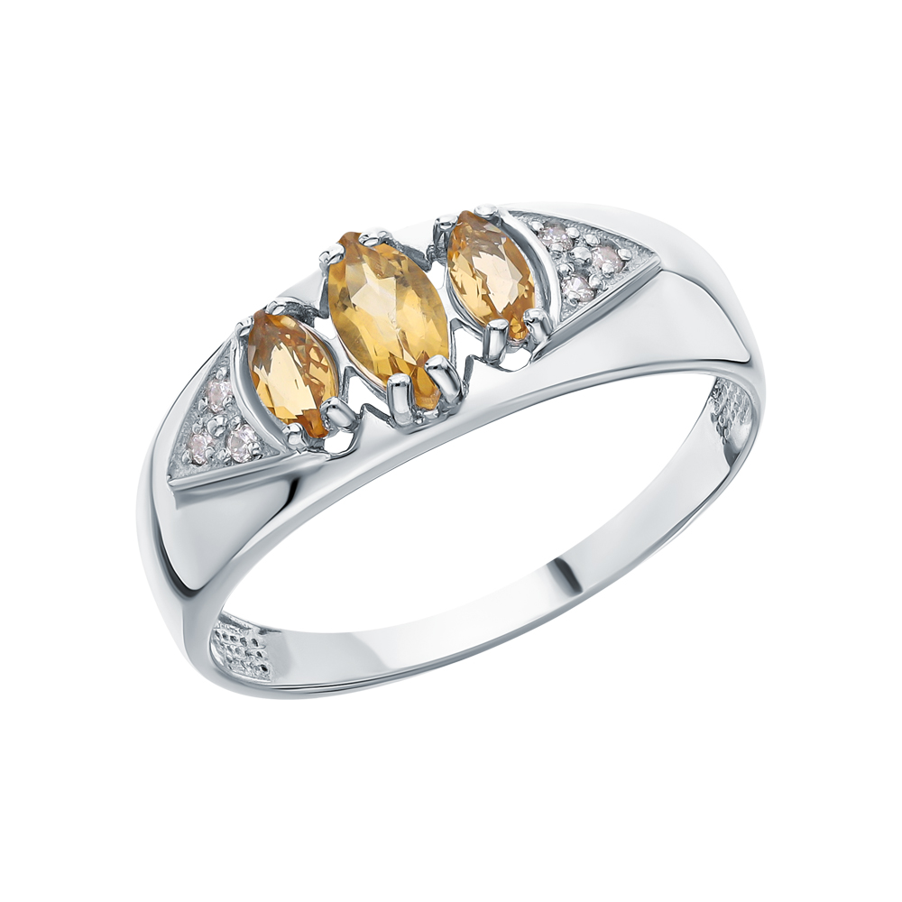Серебряное кольцо с цитринами и фианитами в Санкт-Петербурге