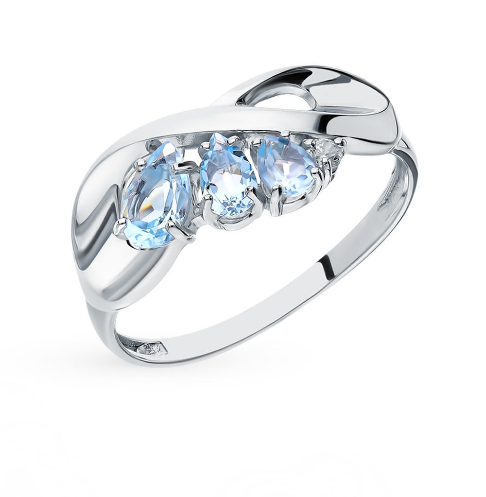 Серебряное кольцо с фианитами и топазами в Самаре