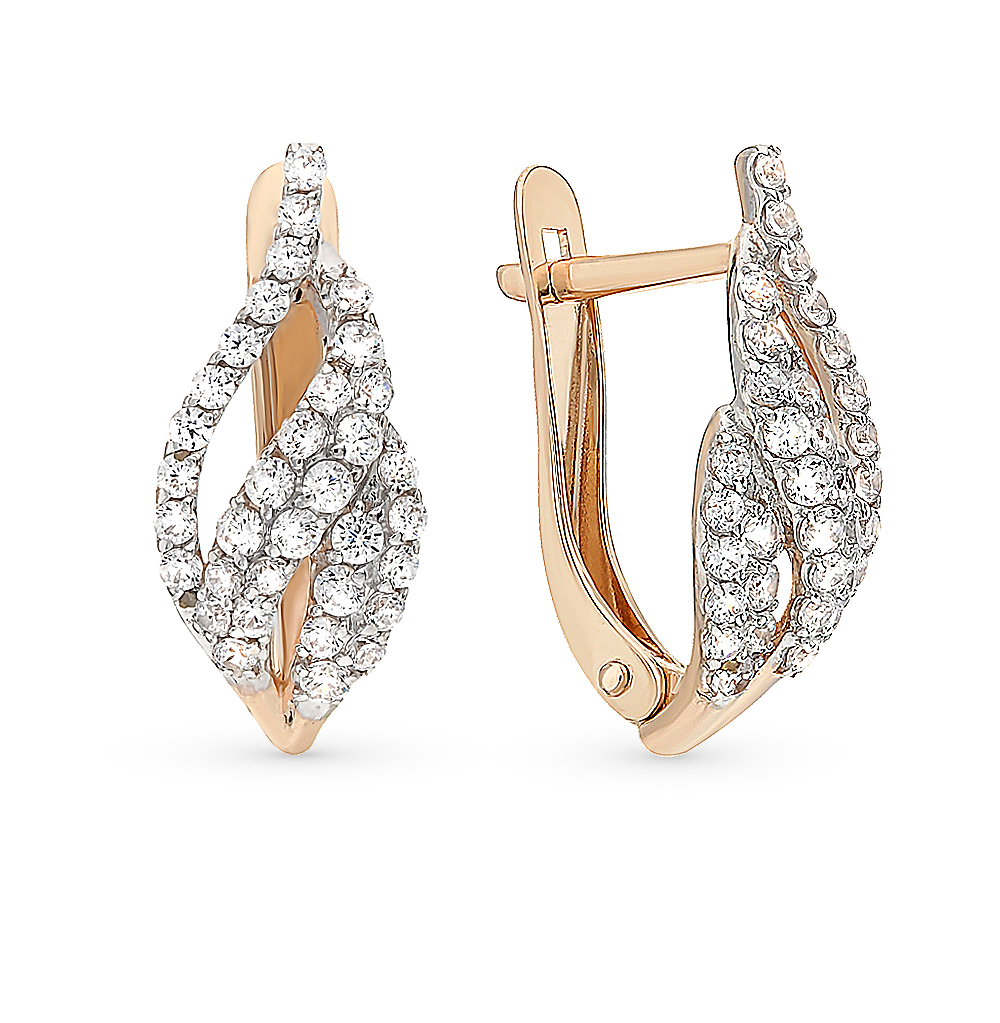 Золотые серьги с фианитами