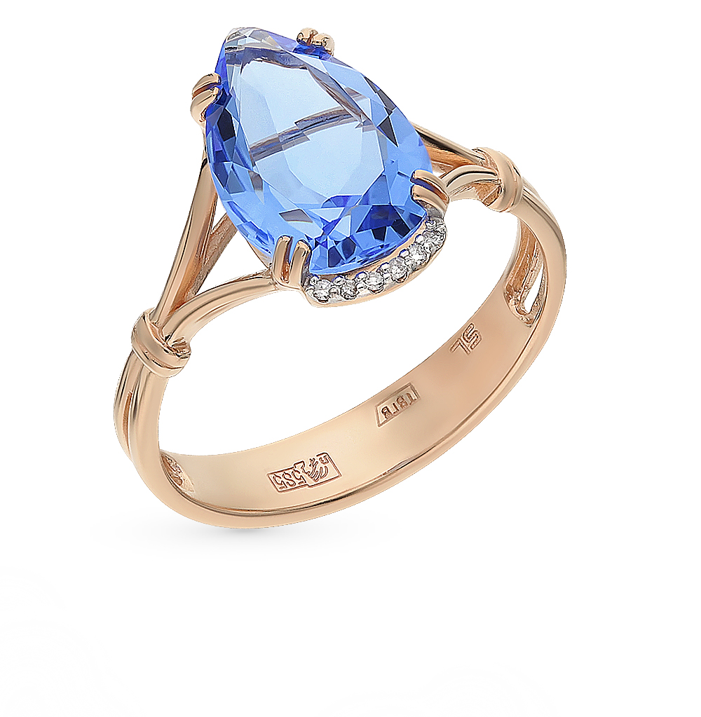Фото «Золотое кольцо с кварцем и бриллиантами»