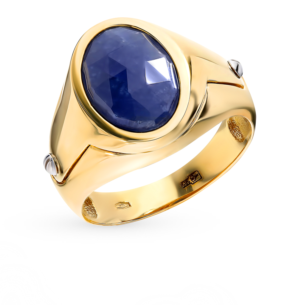 Фото «Мужское золотое кольцо с вставкой из алпанита»