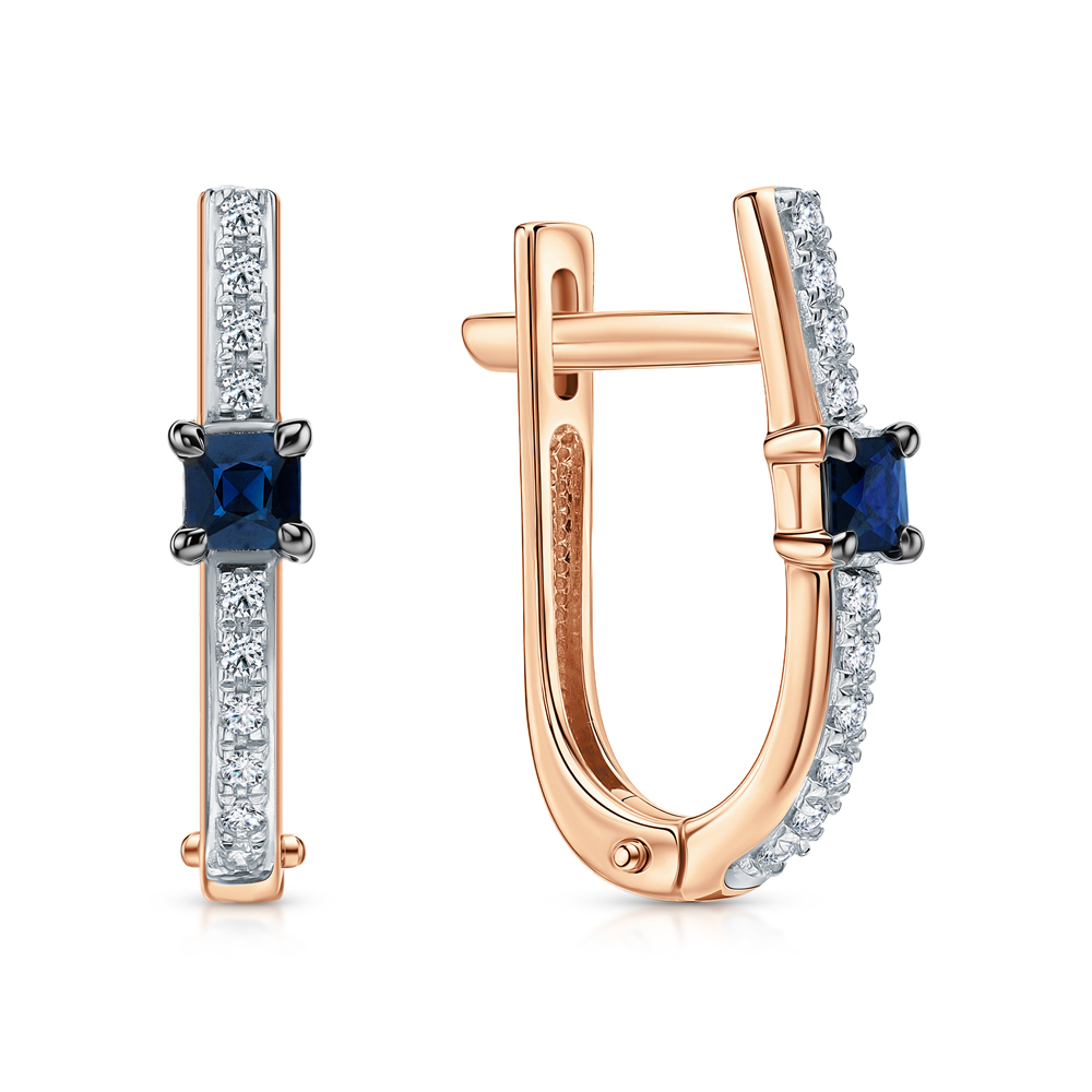 Золотые серьги с бриллиантами природными и сапфирами природными в Самаре