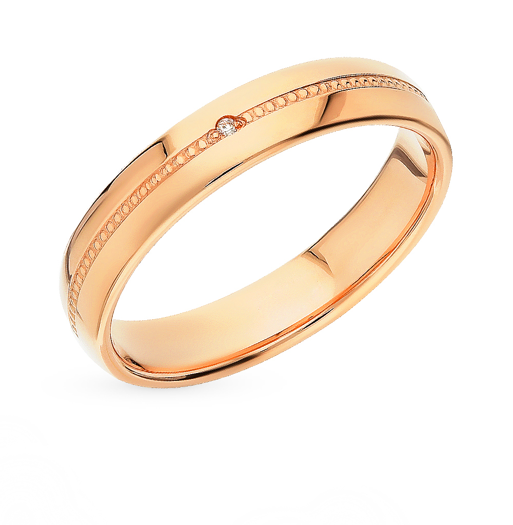 Золотое обручальное кольцо с бриллиантом в Екатеринбурге