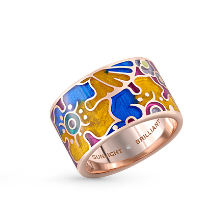 Серебряное кольцо с эмалью и бриллиантами в Самаре