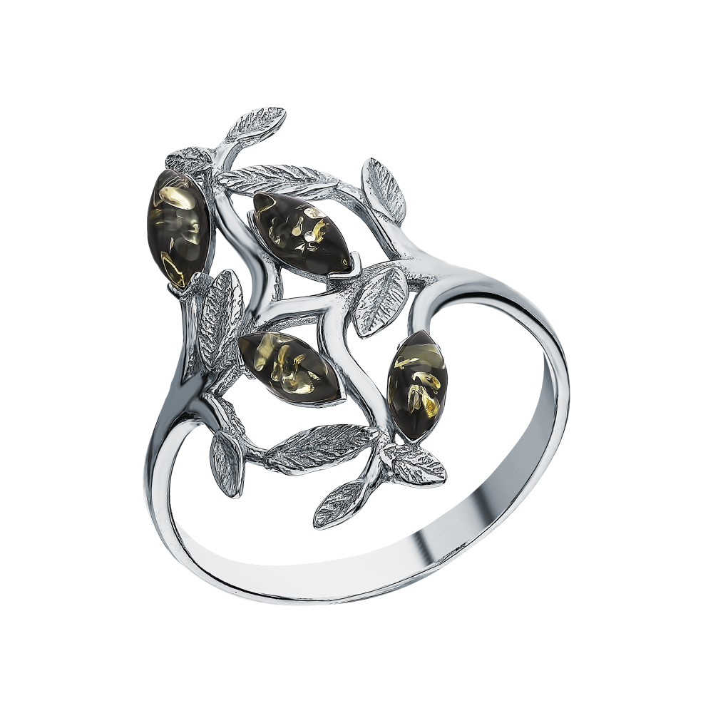Серебряное кольцо с янтарем в Санкт-Петербурге