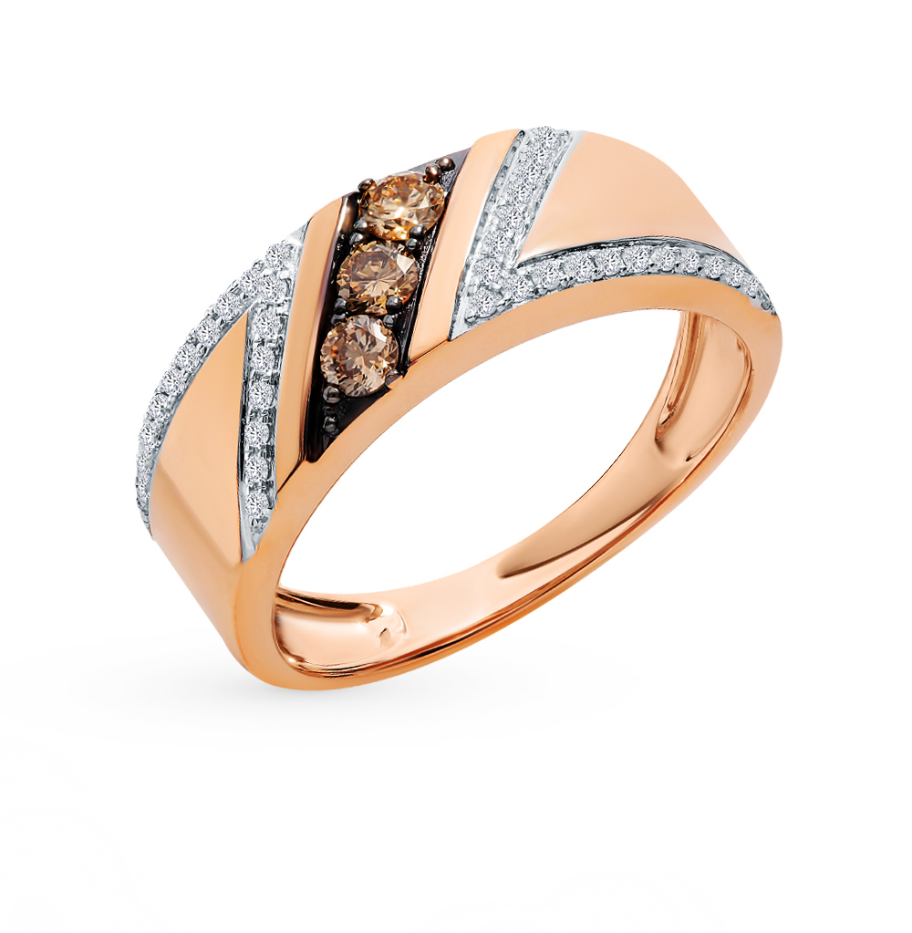 Золотое кольцо с коньячными бриллиантами в Новосибирске