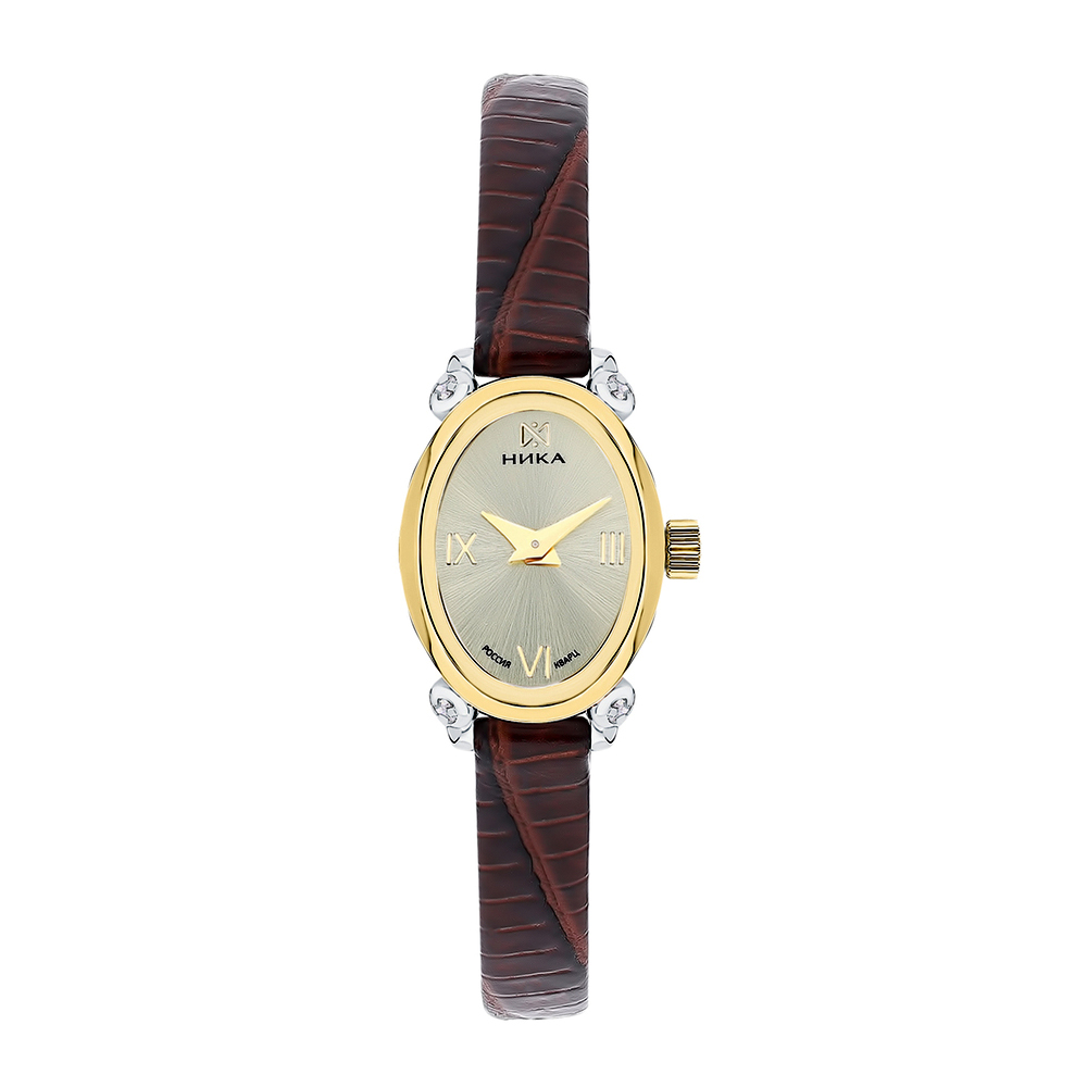 Фото «Женские ювелирные часы в серебряном корпусе с золотым безелем»