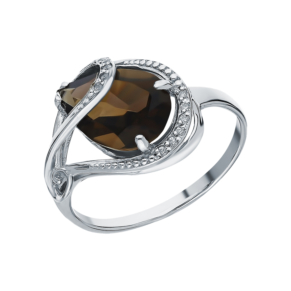 Серебряное кольцо с фианитами и раухтопазами в Самаре