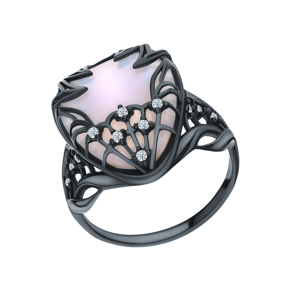 Фото «Серебряное кольцо с опалами и фианитами»