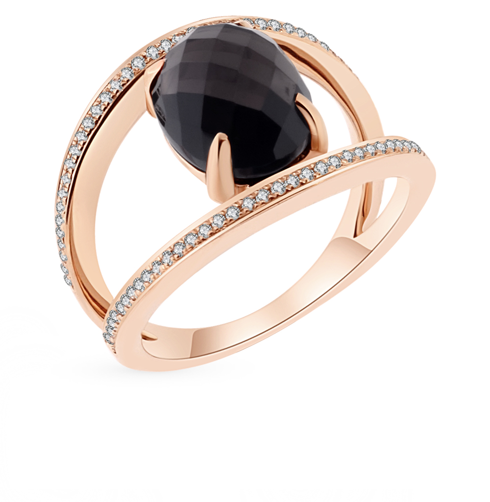 Золотое кольцо с раухтопазом и бриллиантами в Краснодаре