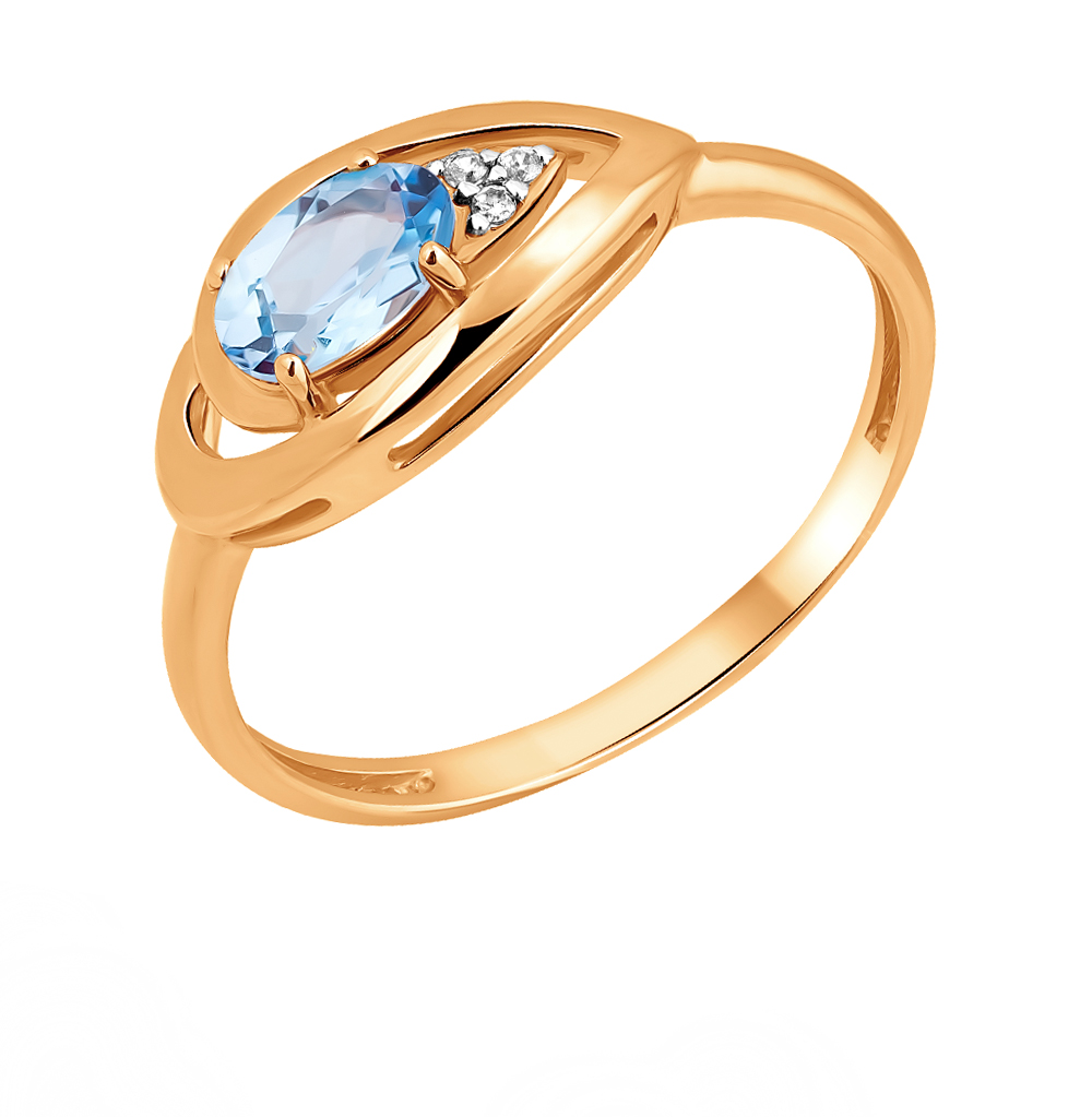 Золотое кольцо с фианитами и топазами в Краснодаре