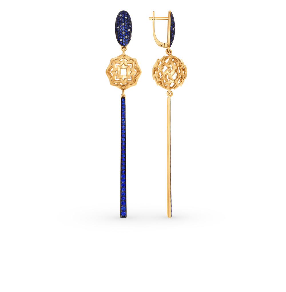 Фото «Золотые серьги с корундом и бриллиантами SOKOLOV 6022070»
