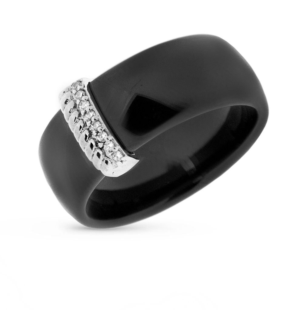 Фото «Керамическое кольцо с фианитами и керамикой»