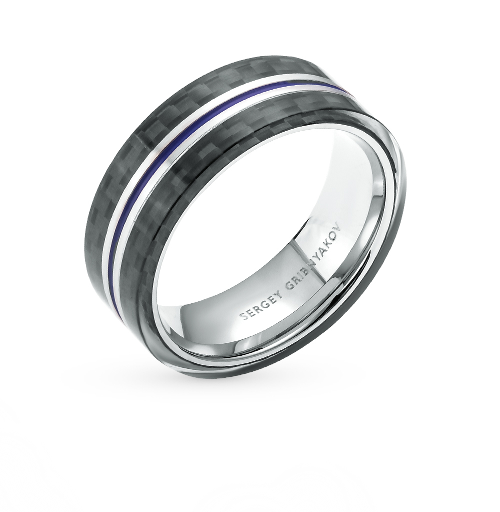 Фото «Стальное кольцо с эмалью и карбоном»