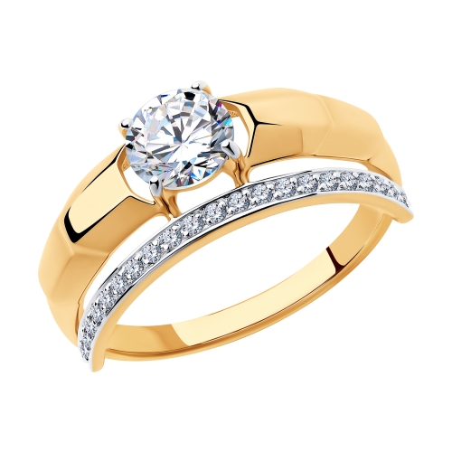 Золотое кольцо с фианитами SOKOLOV 018336 в Новосибирске